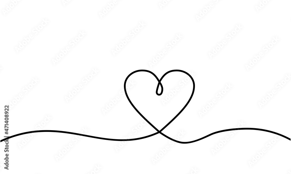 One continuous line drawing of love sign with heart minimalistic designd