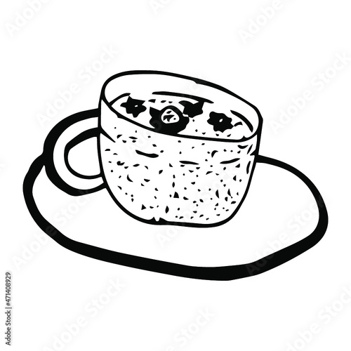vector cup and saucer with tea
