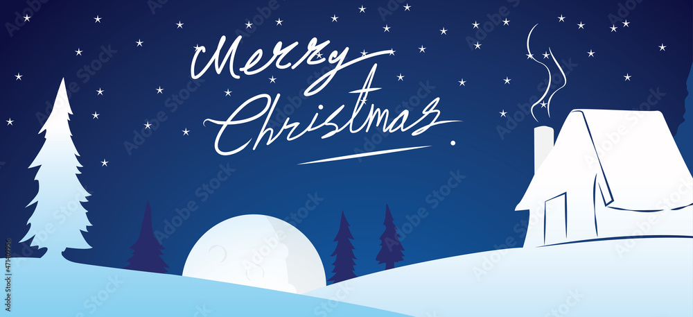 Christmas background illustration with blue color concept for banner and graphic design