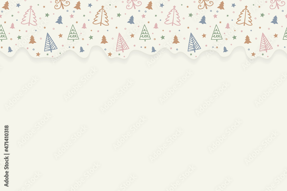 Concept of an empty background with hand drawn trees. Christmas design. Vector