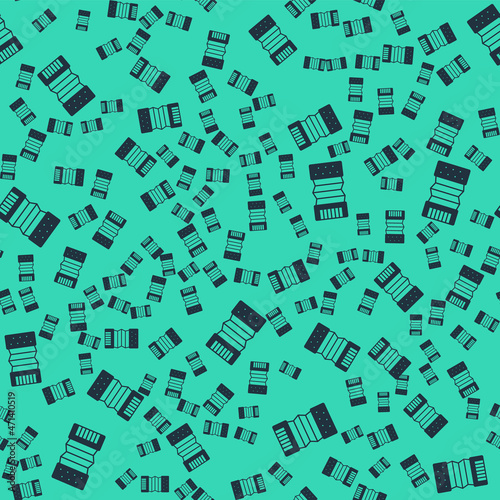 Black Musical instrument accordion icon isolated seamless pattern on green background. Classical bayan, harmonic. Vector