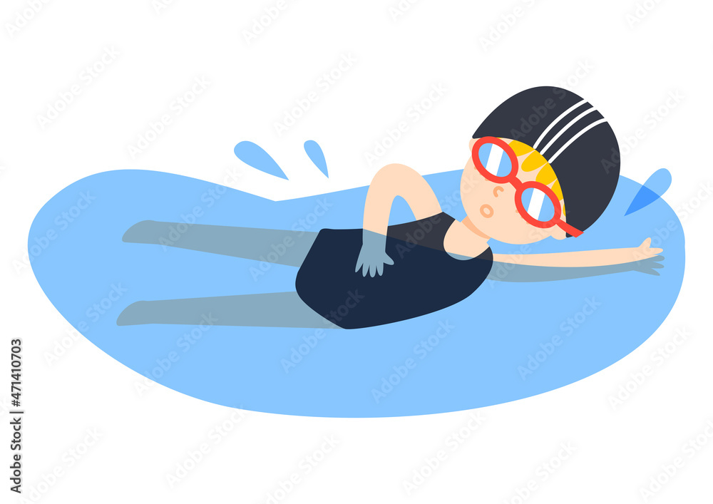 Cute cartoon swimming girl Stock Vector | Adobe Stock