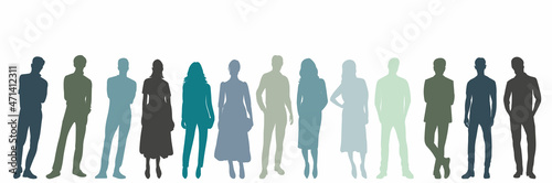 silhouette people stand  isolated  vector