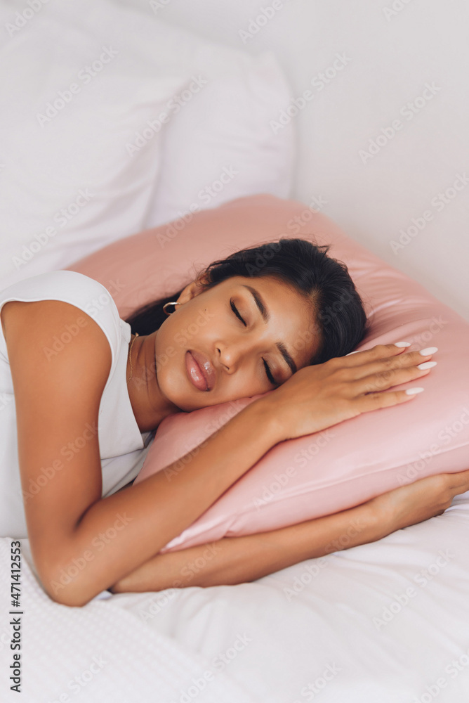 Beautiful Asian Indonesian Girl with Silk Pillow. Beautiful Asian Indonesian Girl with Silk Pillow.