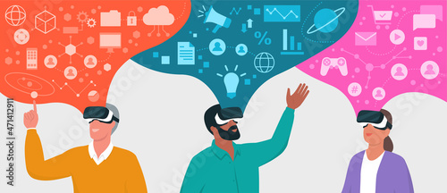 People wearing VR goggles and experiencing virtual reality