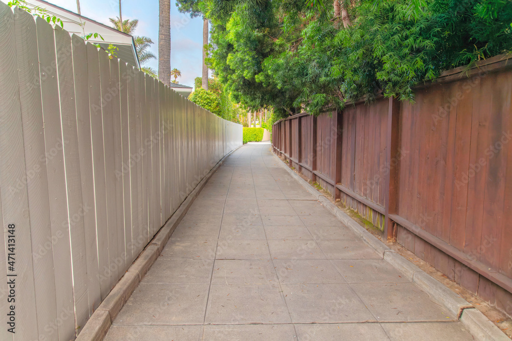 Concrete pavement in between the fences at La Jolla, California