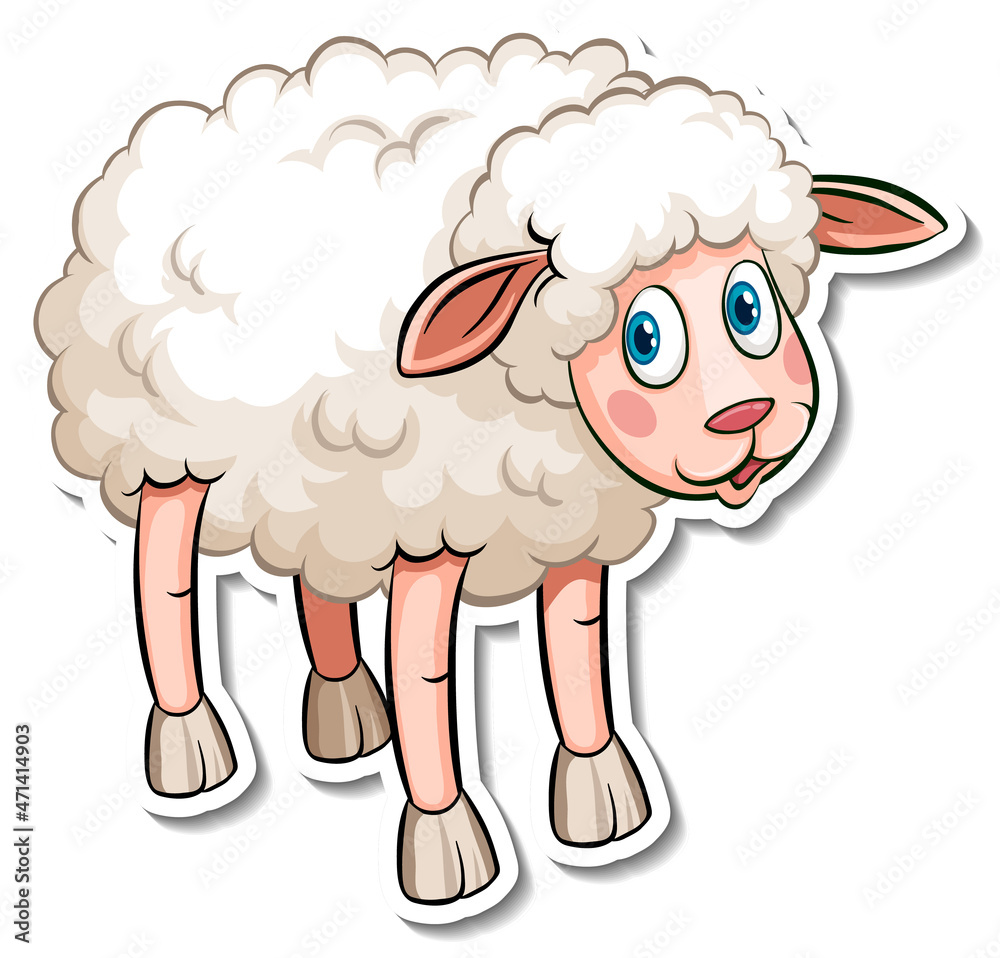 White sheep farm animal cartoon sticker White sheep farm animal cartoon sticker