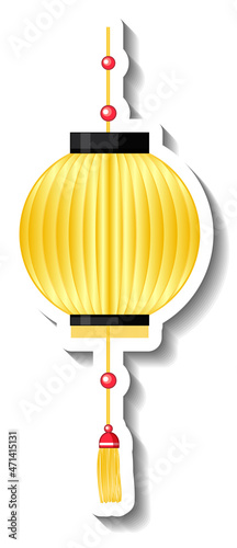 Chinese lantern cartoon sticker on white background