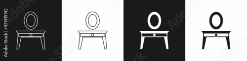 Set Dressing table icon isolated on black and white background. Vector