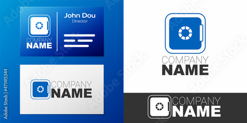 Logotype Safe icon isolated on white background. The door safe a bank vault with a combination lock. Reliable Data Protection. Logo design template element. Vector
