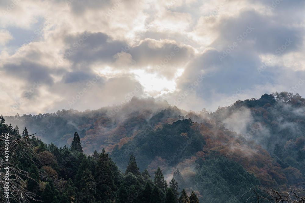 秋の横蔵寺の山々