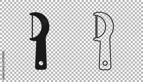 Black Dental floss icon isolated on transparent background. Vector