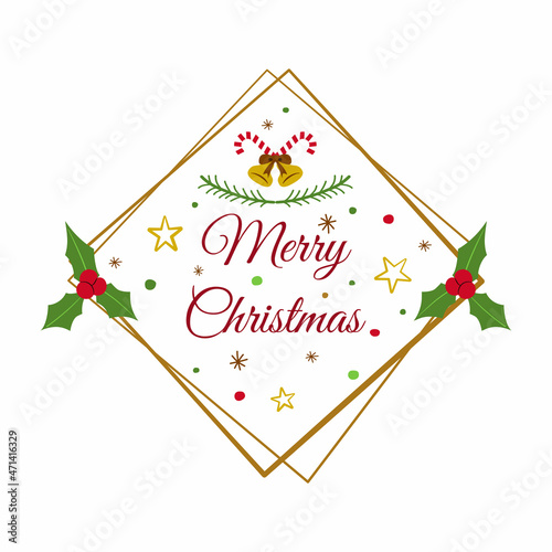 Flat ornaments design with white background. Greeting card for Merry Christmas.