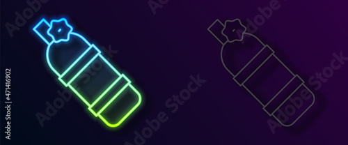 Glowing neon line Aqualung icon isolated on black background. Oxygen tank for diver. Diving equipment. Extreme sport. Diving underwater equipment. Vector