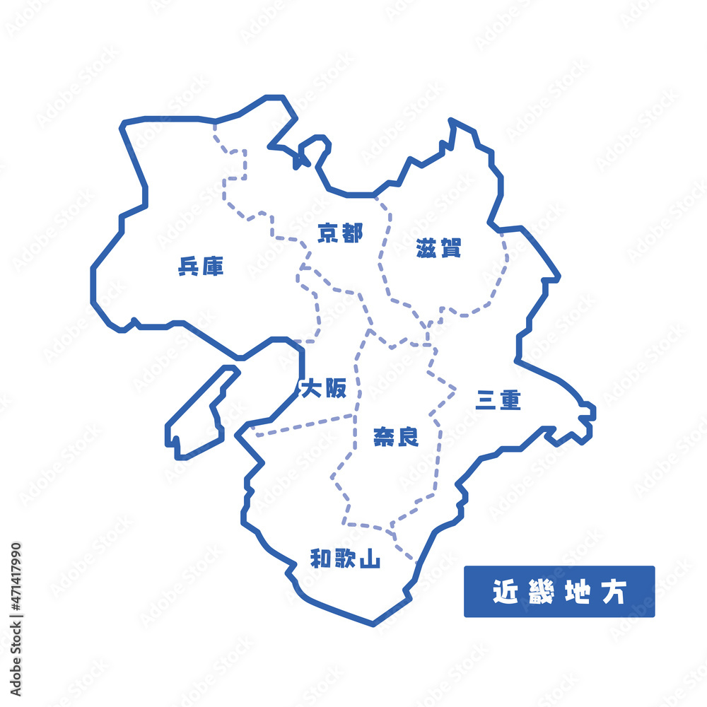日本の地域図 近畿地方 シンプル白地図 Stock Vector Adobe Stock