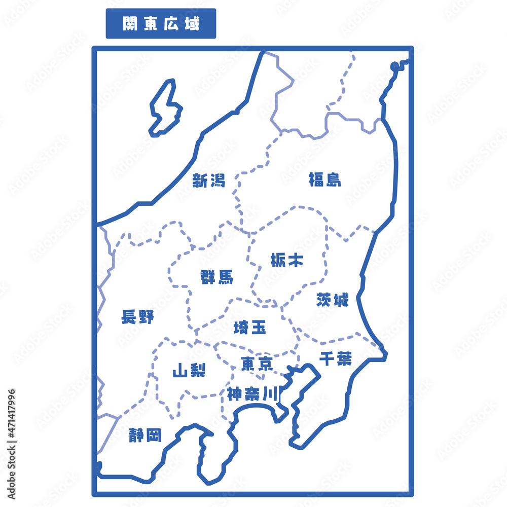日本の地域図 関東広域 シンプル白地図 Stock Vector Adobe Stock