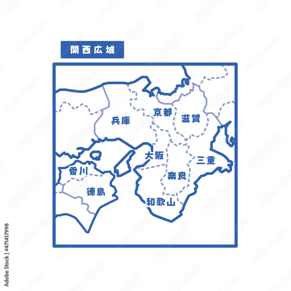 日本の地域図 関西広域 シンプル白地図 Stock Vector Adobe Stock