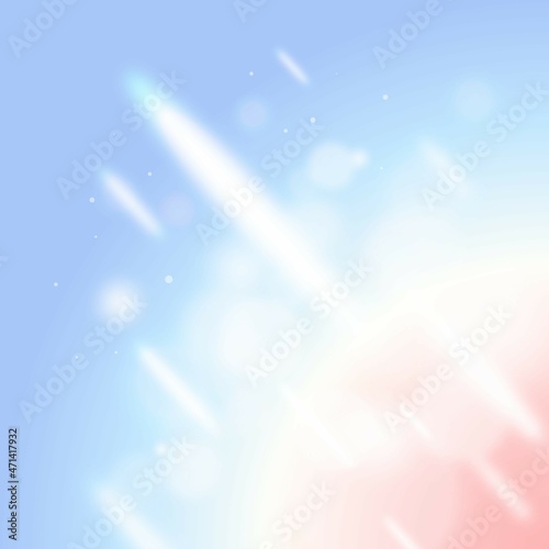 Red and blue bokeh background with dreamy light rays, in duo tones