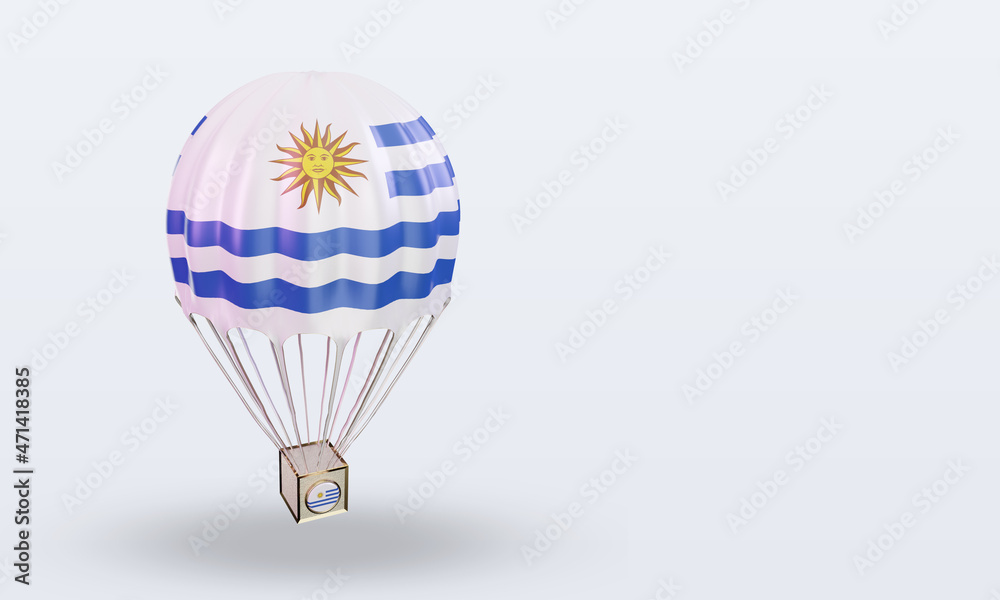 Obraz premium 3d parachute Uruguay flag rendering left view
