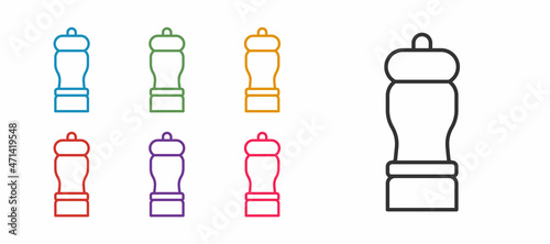 Set line Pepper icon isolated on white background. Cooking spices. Set icons colorful. Vector