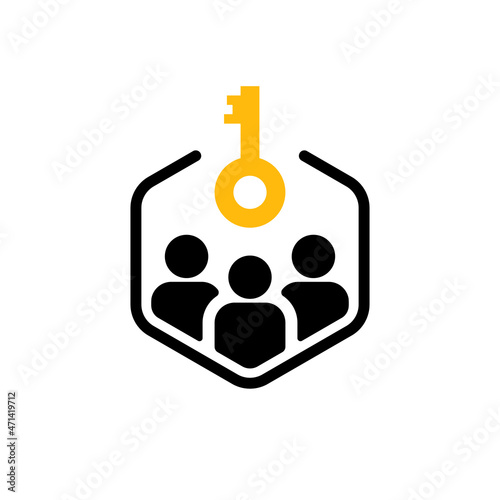 simple people with key like teamwork success