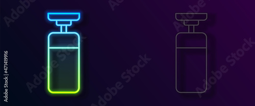Glowing neon line Punching bag icon isolated on black background. Vector