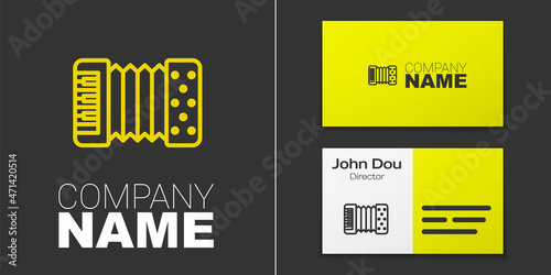 Logotype line Musical instrument accordion icon isolated on grey background. Classical bayan, harmonic. Logo design template element. Vector