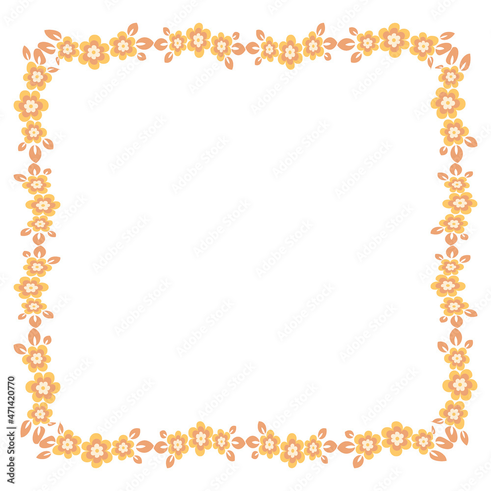 Frame of flowers on a square background stylized flowers and leaves - graphics. Scarf, tile, square Frame of flowers on a square background stylized flowers and leaves - graphics. Scarf, tile, square