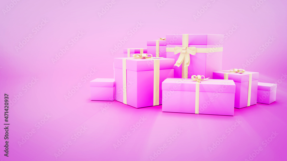 pretty pink holiday present box pile - object 3D rendering pretty pink holiday present box pile - object 3D rendering
