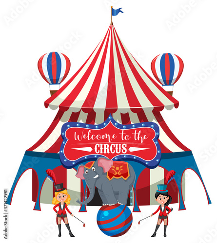 Circus dome at amusement park on white background
