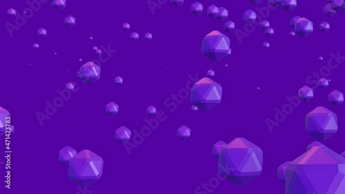 Fototapeta Naklejka Na Ścianę i Meble -  3d render futuristic abstract illustration, purple geometric objects flying in space background
