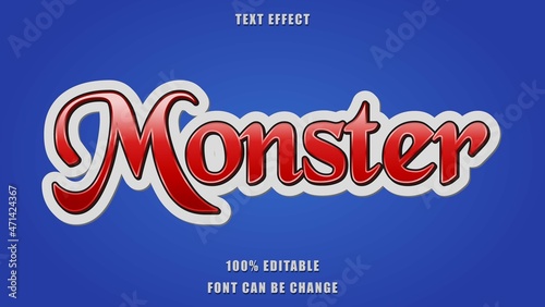 Minimal Gradient Red Stricker Editable Text Effect Word Monster Design Template photo