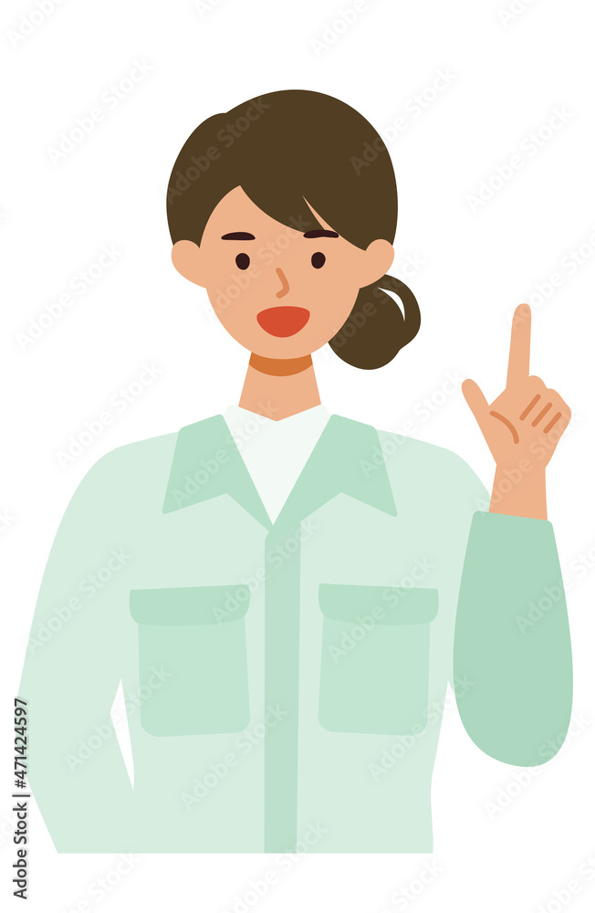 Woman wearing factory worker uniform. Factory worker Woman cartoon character. People face profiles avatars and icons. Close up image of pointing Woman. Woman wearing factory worker uniform. Factory worker Woman cartoon character. People face profiles avatars and icons. Close up image of pointing Woman.