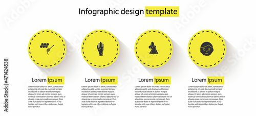 Set Honeycomb with honey dipper, Hand psoriasis or eczema, Runny nose and Inflammation face. Business infographic template. Vector