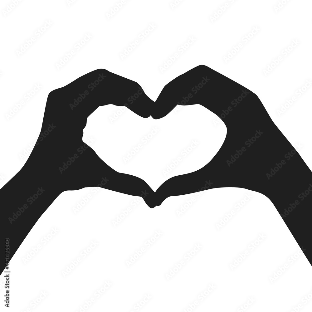 Fototapeta premium Hands folded in the shape of a heart isolated on a white background. Love symbol. Vector illustration