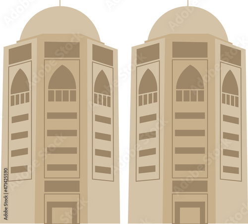 the new Sharjah skyline with line art style vector illustration. Modern city design vector tower fill color