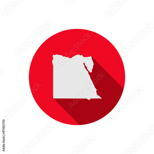 Free Download Map of Egypt on red circle with long shadow - GFXLoad