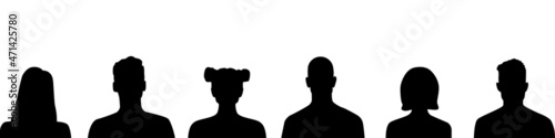 Avatar icon. Profile icons set. Male and female avatars. Silhouettes on a white background. Vector illustration