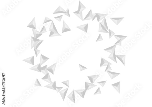 Fototapeta Naklejka Na Ścianę i Meble -  Hoar Pyramid Background White Vector. Shard Concept Card. Silver Shatter Template. Triangular Volume. Grizzly Origami Design.