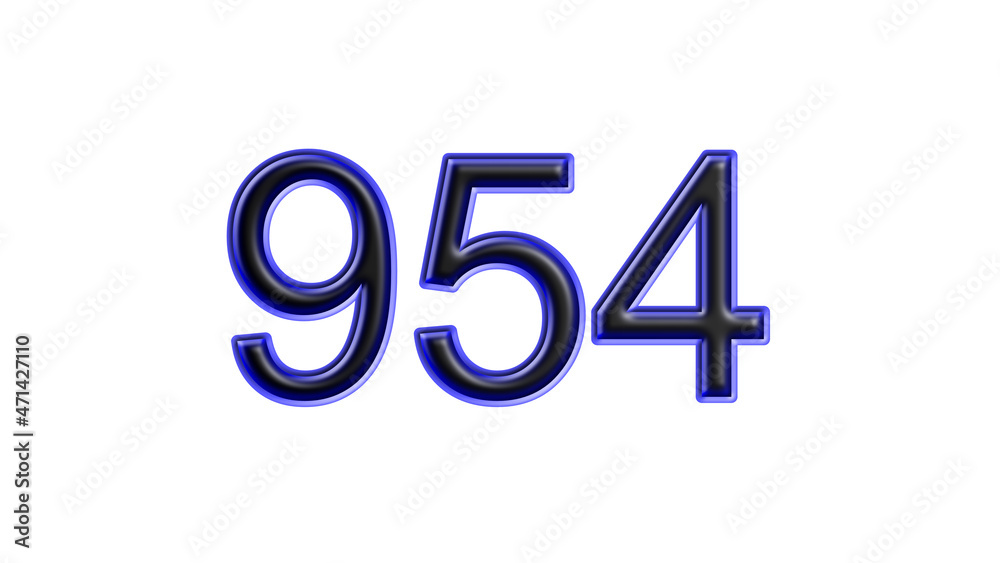 blue 954 number 3d effect white background blue 954 number 3d effect white background