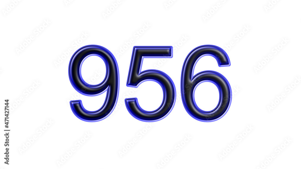 blue 956 number 3d effect white background blue 956 number 3d effect white background