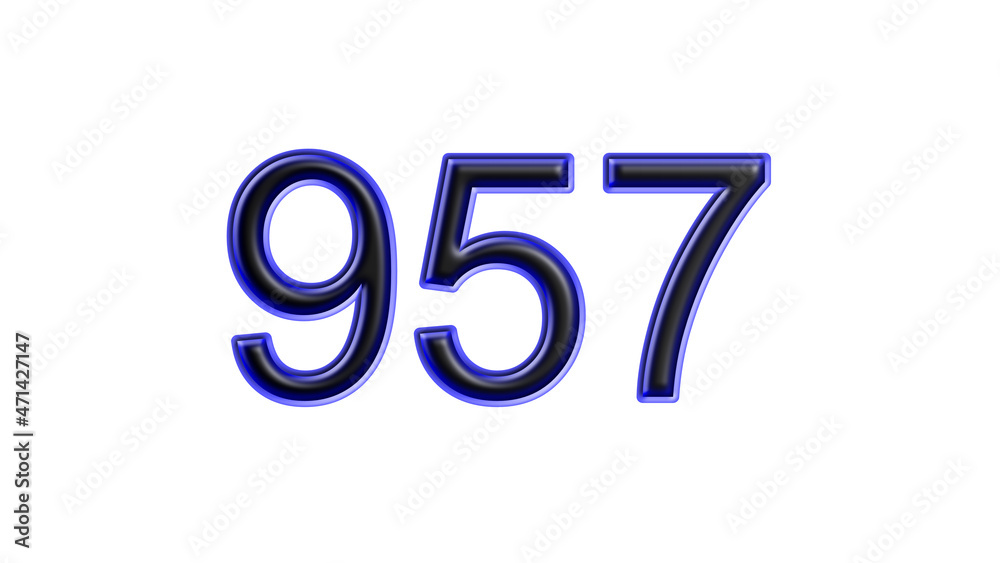 blue 957 number 3d effect white background blue 957 number 3d effect white background