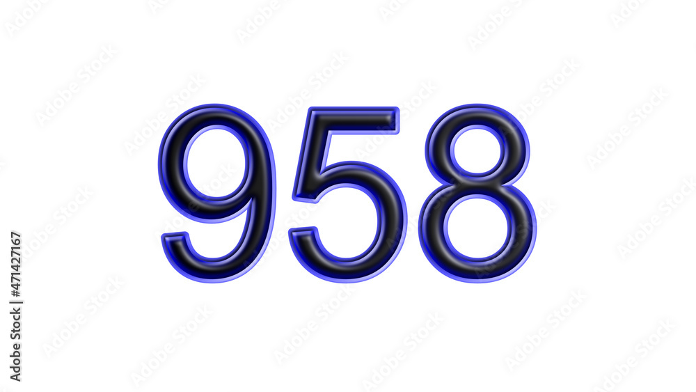 blue 958 number 3d effect white background blue 958 number 3d effect white background