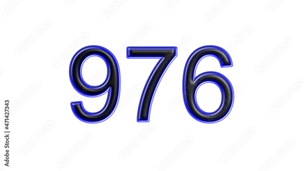blue 976 number 3d effect white background blue 976 number 3d effect white background