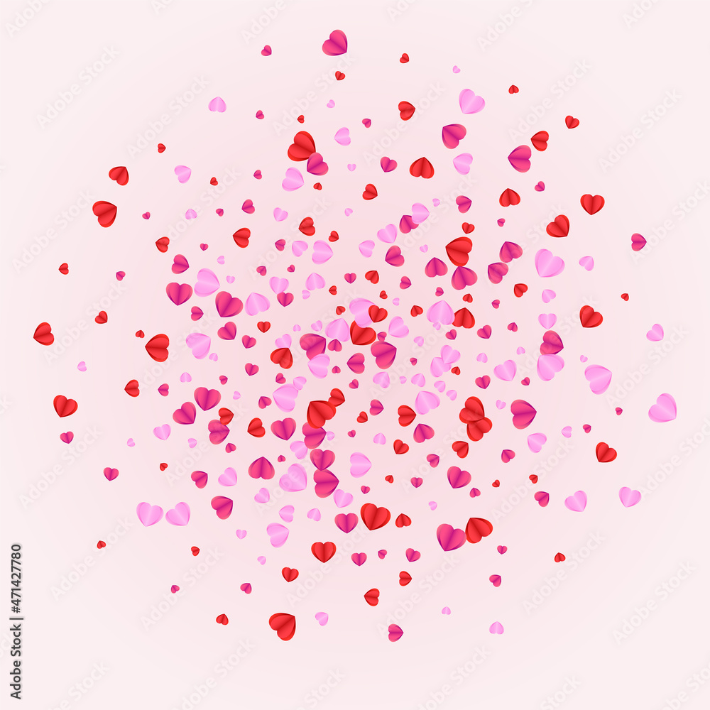 Pinkish Confetti Background Pink Vector. February Backdrop Heart. Red Celebration Texture. Tender Confetti Honeymoon Pattern. Purple Love Illustration.