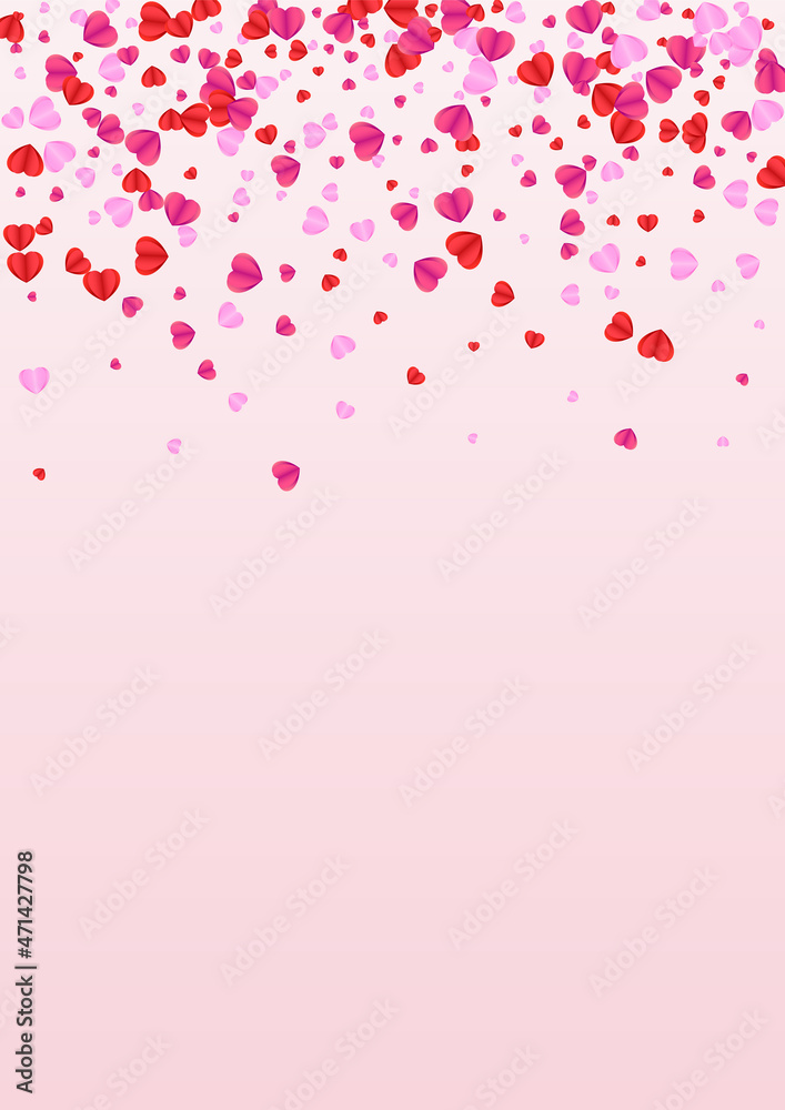 Fond Heart Background Transparent Vector. Amour Backdrop Confetti. Tender Sweetheart Pattern. Red Heart Greeting Texture. Pink Art Illustration.