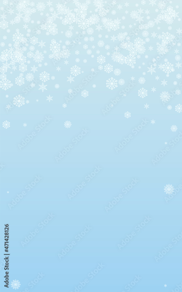 Grey Confetti Background Vector Blue. Snow Luxury Texture. White Snowflake Flake Pattern. Magical Flake Illustration.