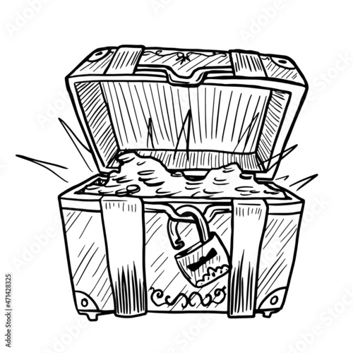 Hand drawn  vector illustration of chest isolated on white background