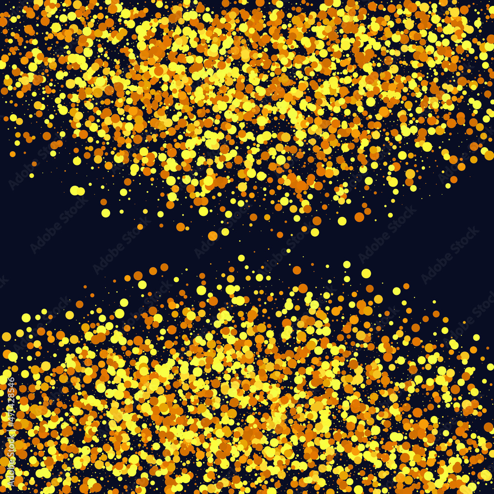 Star Sequin Confetti on Neon Purple Background. Christmas Party Frame. Voucher Gift Card Template. Vector Gold Glitter. Falling Particles on Floor. Isolated Flat Birthday Card. Golden Stars Banner.