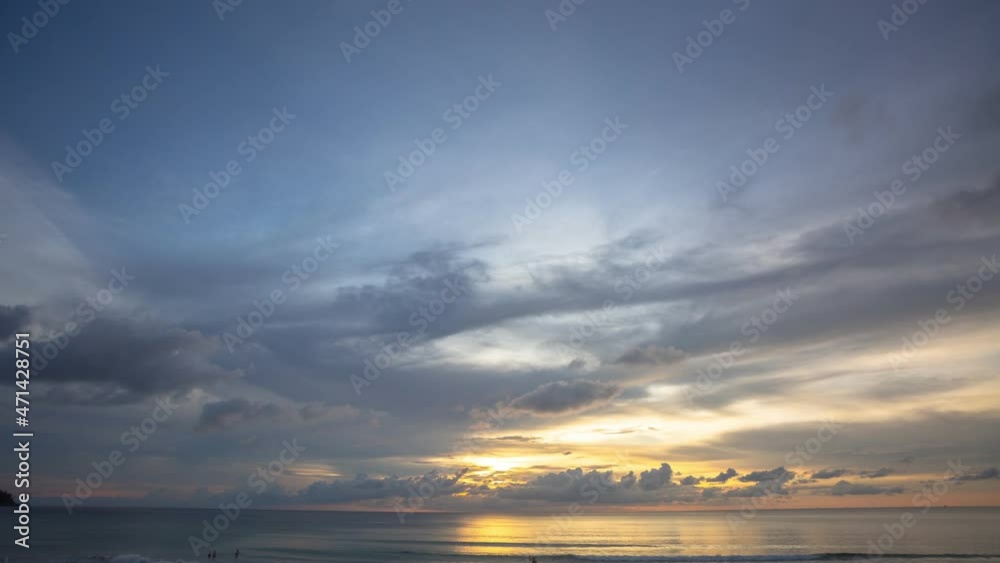 time lapse smooth cloudy sky at sunset at Karon beach Phuket. Gradient color. Sky texture, abstract nature background..Sunset with strong color clouds light rays and other atmospheric effects. time lapse smooth cloudy sky at sunset at Karon beach Phuket. Gradient color. Sky texture, abstract nature background..Sunset with strong color clouds light rays and other atmospheric effects.